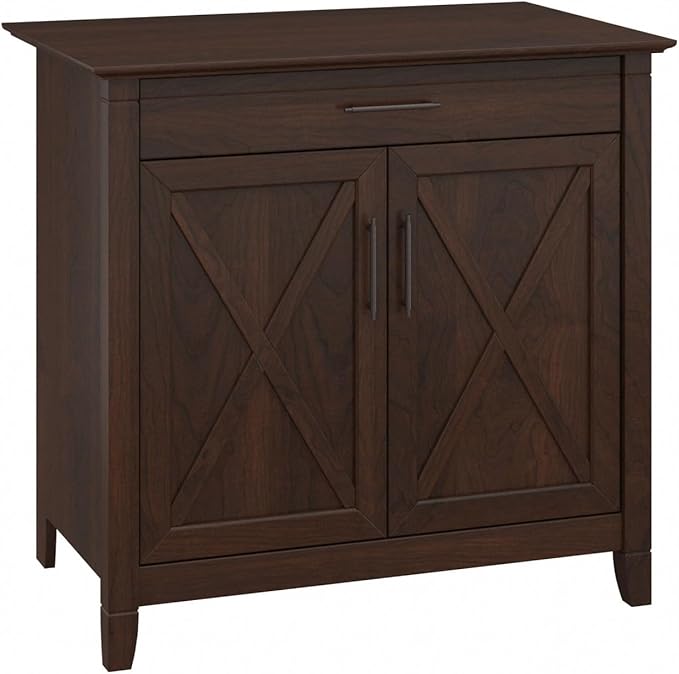 Bush Business Furniture Key West Secretary Desk with Keyboard Tray and Storage Cabinet, 30W x 20D, Bing Cherry