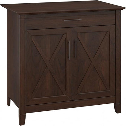 Bush Business Furniture Key West Secretary Desk with Keyboard Tray and Storage Cabinet, 30W x 20D, Bing Cherry
