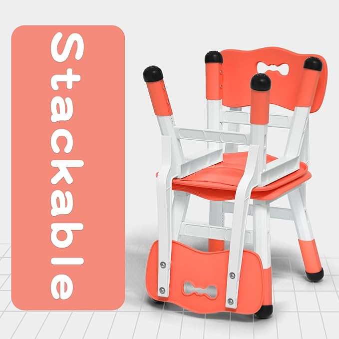 Adjustable Kid Chairs Indoor 3 Level Adjustable Suitable for Children Age 2-6. Maximum load-bearing 220LBS Suitable for Family Classroom and Nursery Child Seat Set (2-Pack-Red)
