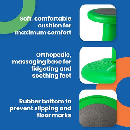 Studico ActiveChairs Kids Wobble Stool, Flexible Classroom Seating improves Focus, Posture & helps ADHD/ADD. Get The Wiggles out Active Fidget Chairs, Preschool | Elementary 14" Chair, Ages 3-7, Gray