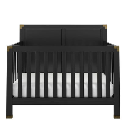 Baby Relax Miles 5-in-1 Convertible Crib, Solid Pine Wood, Black
