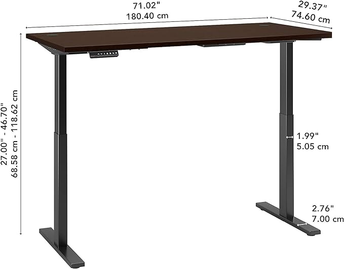Bush Business Furniture Move 60 Electric Ergonomic Sit-Stand Computer Table for Home and Professional Office, 72W x 30D, Mocha Cherry
