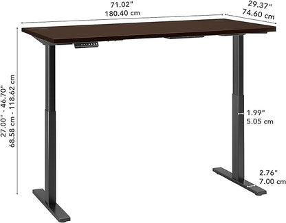 Bush Business Furniture Move 60 Electric Ergonomic Sit-Stand Computer Table for Home and Professional Office, 72W x 30D, Mocha Cherry