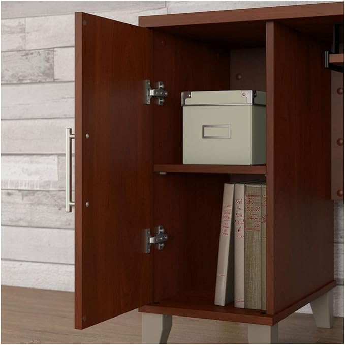 Bush Furniture Somerset 60W L Shaped Desk with Storage in Platinum Gray