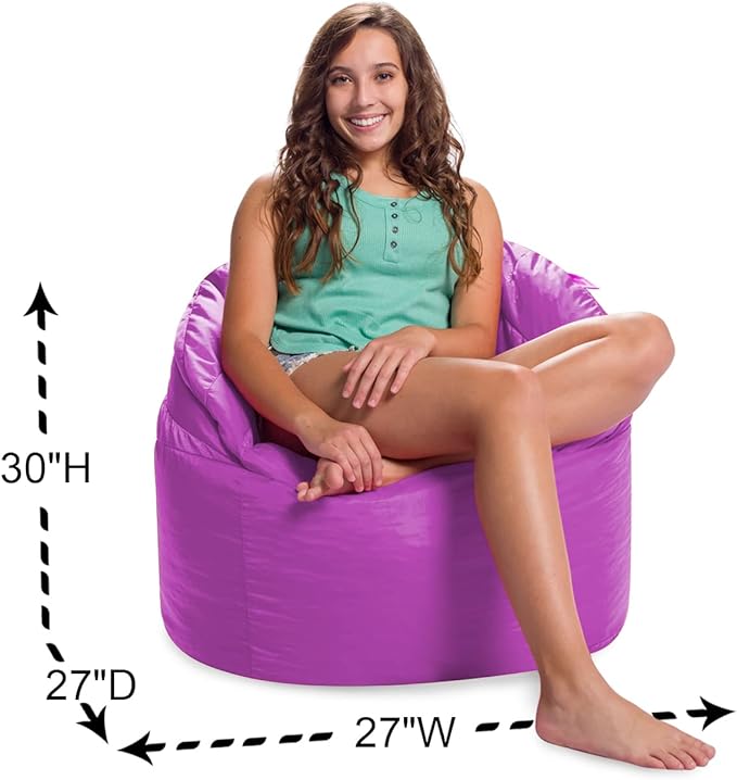 Posh Creations Structured Comfy Seat for Playrooms and Bedrooms, Large Bean Bag Chair, Sonoma Lounger, Purple