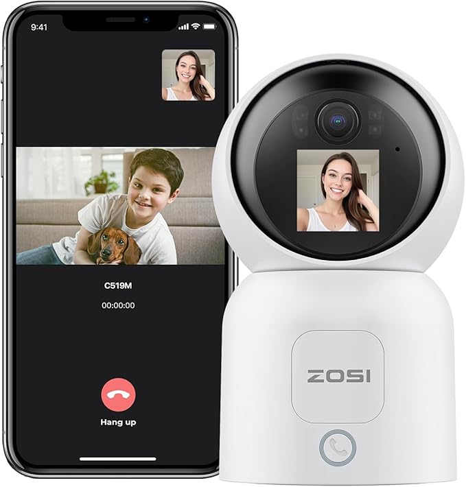 ZOSI 4MP 2 Way Video Security Camera, C519M 360° View Baby/Pet Dog Monitor, 2.5K Plug-in 2.4G/5G Dual-Band WiFi Smart Home Indoor Cam,One-Touch Call,Human Detection,Pan/Tilt,Cloud & SD Card Storage