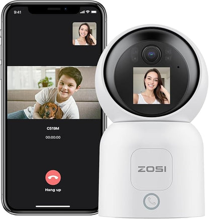 ZOSI 4MP 2 Way Video Security Camera, C519M 360° View Baby/Pet Dog Monitor, 2.5K Plug-in 2.4G/5G Dual-Band WiFi Smart Home Indoor Cam,One-Touch Call,Human Detection,Pan/Tilt,Cloud & SD Card Storage