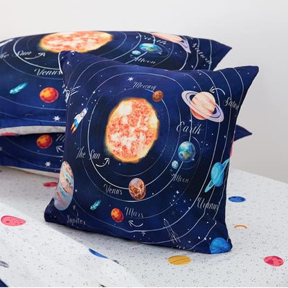 ADASMILE A & S Solar System Comforter Set Twin Outer Space Comforter for Kids 6 Pcs Bed in A Bag Twin Comforter Set for Boys Space Bed Set Galaxy Comforter with Star Moon Sheets for Kids Home Decor