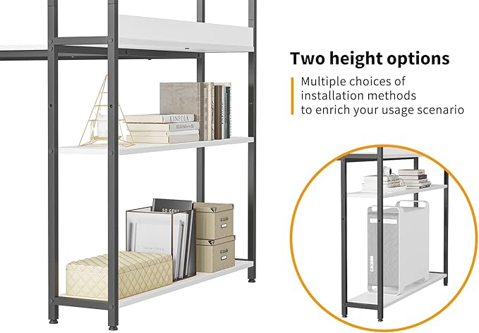BANTI Computer Corner Desk with Storage Shelves, 55 Inch Small L Shaped Computer Desk, Home Office Writing Desk with 2 Hooks, White