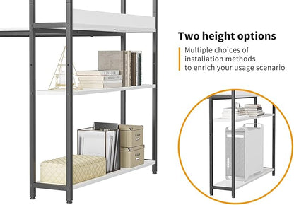 BANTI Computer Corner Desk with Storage Shelves, 55 Inch Small L Shaped Computer Desk, Home Office Writing Desk with 2 Hooks, White