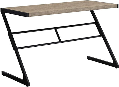 Monarch Specialties Simple Modern Study Laptop Table for Home & Office Computer Desk-Z-Shaped Metal Leg, 48" L, Dark Taupe