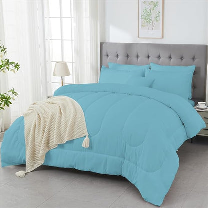 3 Piece Solid Color All Season Bedding Comforter Set Microfiber Soft Lightweight Bedding Set for Kids Teens Adults Room Decor with 1 Comforter and 2 Pillowcases Full