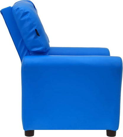 The Crew Furniture Traditional Kids Recliner, Toddler Ages 1-5 Years, Pu Faux Leather, Blue