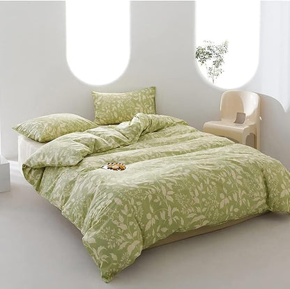 Green Botanical Comforter Set Twin Sage Green Floral Comforter Cotton Women Girls Matcha Green Floral Plant Quilts Garden Bohemian Sage Green Blanket Rustic Leaf Blossom Twin Bed Comforter