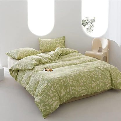 Green Botanical Comforter Set Cal King Sage Green Floral Comforter Cotton Women Girls Matcha Green Floral Plant Bohemian Sage Green Blanket Rustic Leaf Blossom California King Bed Comforter