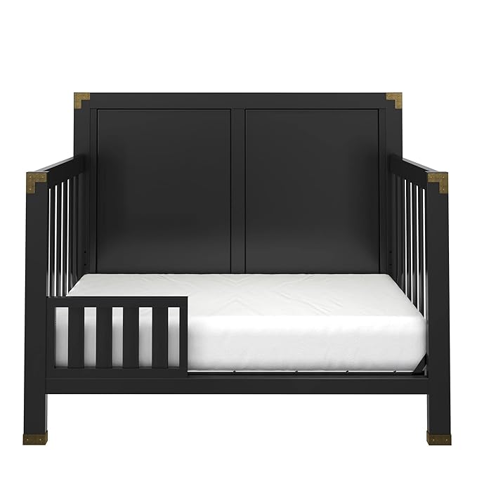 Baby Relax Miles 5-in-1 Convertible Crib, Solid Pine Wood, Black