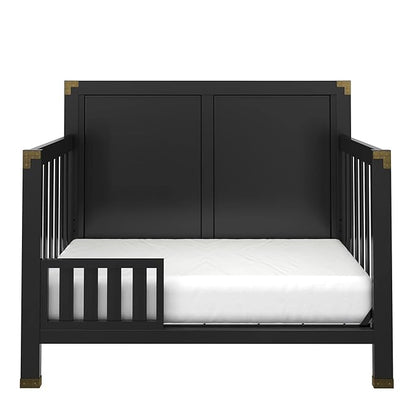 Baby Relax Miles 5-in-1 Convertible Crib, Solid Pine Wood, Black