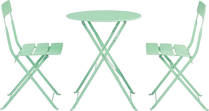 Crosley Furniture CF7390-MN Karlee Retro Metal Indoor/Outdoor 3-Piece Bistro Set with Table and 2 Chairs, Mint