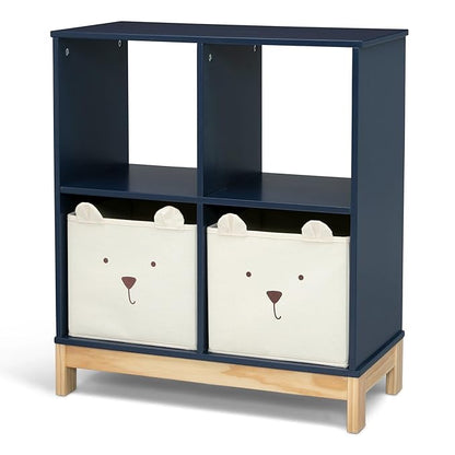Delta Children babyGap Graham 4-in-1 Convertible Crib with Storage Drawer + Brannan Bear Bookcase with Bins + Brannan Bear Wall Shelf with 4 Hooks, Navy/Light Blue (Bundle)