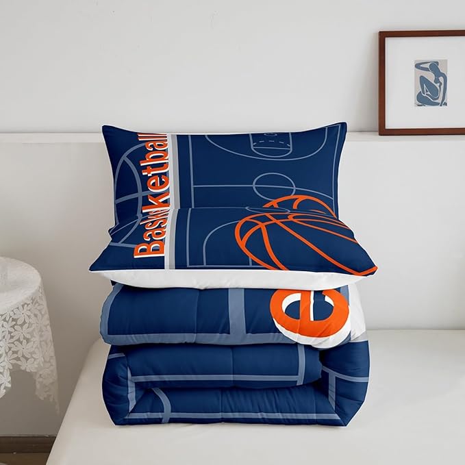 Feelyou Basketball Bedding Set Twin Size Gaming Sports Comforter Set for Kids Boys Girls Decor Ball Games Comforter Basketball Lover Duvet Set Bedroom Quilt Set