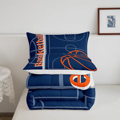 Feelyou Basketball Bedding Set King Size Gaming Sports Comforter Set for Kids Boys Girls Decor Ball Games Comforter Basketball Lover Duvet Set Bedroom Quilt Set