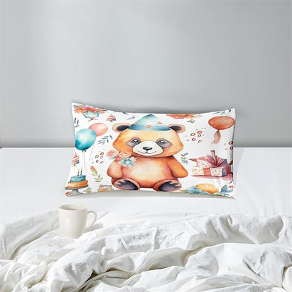 Brown Panda Twin Comforter Set - 2Pcs Cartoon Panda Twin Bedding Set for Boys Girls Kids Lovely Animals Cake Theme Comforter with 1 Quilt and 1 Pillowcase All Seasons Boys Girls Gifts, Twin Size