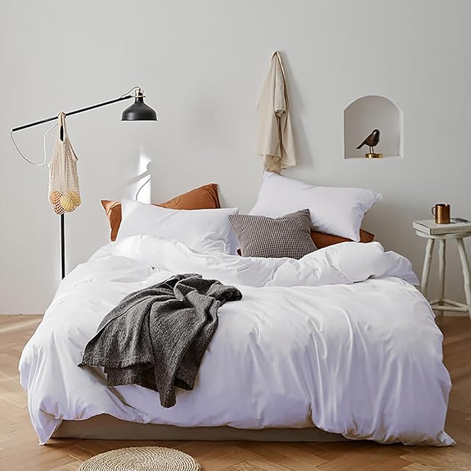 White Comforter Set Cal King Pure White Beddig Soft Durable Comforter Set Men Women True White Comforter Bright White Breathable California King Bed Solid White Cal King Size Comforter Set