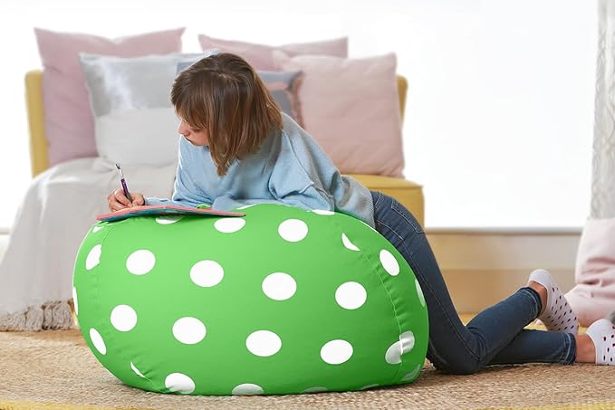 Aubliss Stuffed Animal Bean Bag Storage Chair (Green Dot, X-Large (48''))
