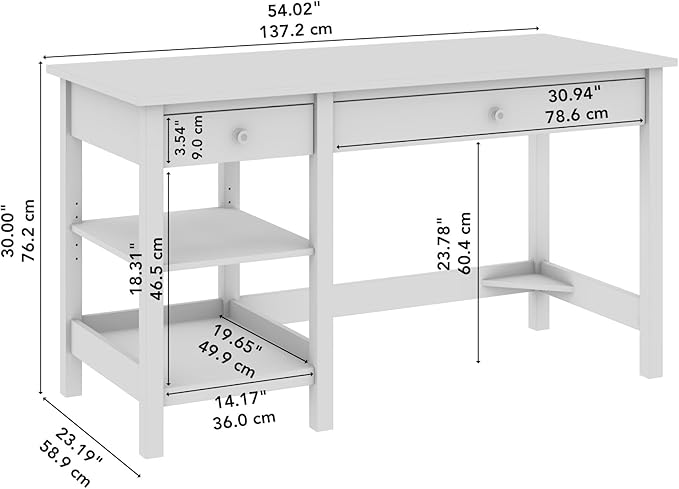 Bush Furniture Mayfield 54W Computer Desk with Shelves in Vintage Black and Reclaimed Pine| Table and Storage for Home Office Workspace