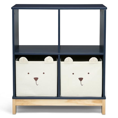 Delta Children babyGap Graham 4-in-1 Convertible Crib with Storage Drawer + Brannan Bear Bookcase with Bins + Brannan Bear Wall Shelf with 4 Hooks, Navy/Light Blue (Bundle)