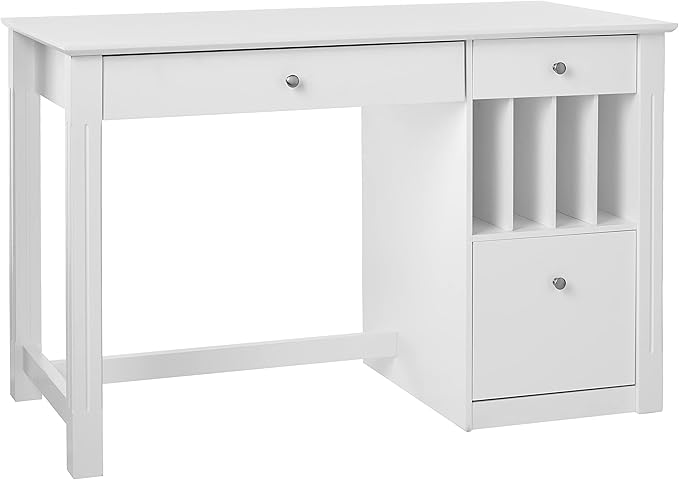 Walker Edison Modern Wood Computer Writing Desk Storage File Drawer Office Home Office Workstation Small, 48 Inch, White