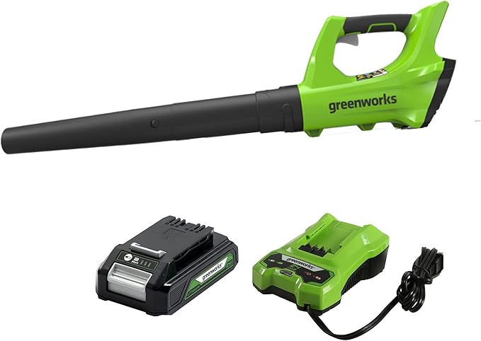 Greenworks 24V Axial Blower (100 MPH / 330 CFM), 2.0Ah Battery and Charger