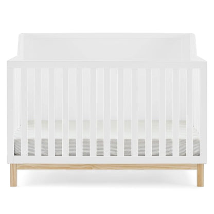 Delta Children babyGap Oxford 6-in-1 Convertible Crib + Brannan Bear Bookcase with Bins + Brannan Bear Wall Shelf with 4 Hooks, Bianca White/Natural (Bundle)