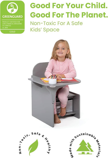 Delta Children MySize Chair Desk With Storage Bin, Grey