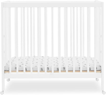 Delta Children Mia Portable Folding Mini Crib with 1.5-Inch Mattress - Greenguard Gold Certified, Bianca White