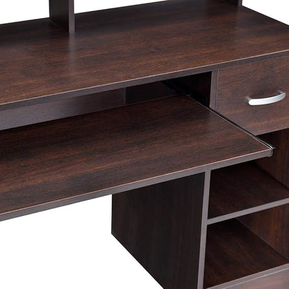 ROCKPOINT Axess Computer Keyboard Tray and Drawer Small Home Office Bedroom, Homework and School Studying Writing Desk for Student with Storage,Chocolate