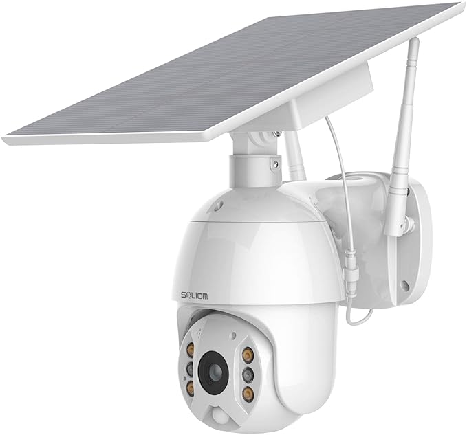 SOLIOM S600 Outdoor WiFi Security Camera - 360° Pan Tilt, Solar Powered with Battery, Motion Detection, Color Night Vision, 2-Way Talk, Remote Access