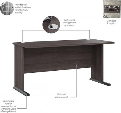 Bush Business Furniture Studio A Computer Desk, Commercial-Grade Gaming and Work Table for Home or Professional Office, 60W, Storm Gray