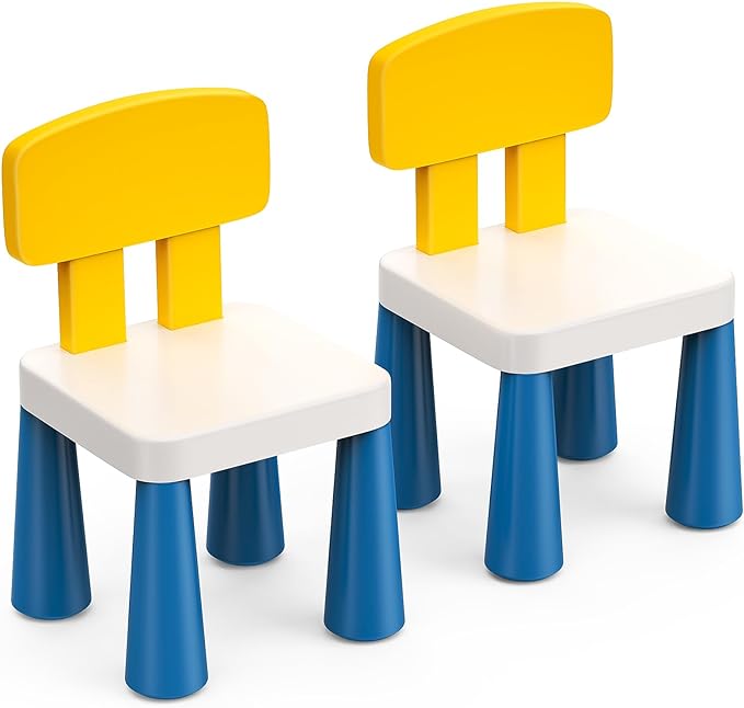 Arscniek 2Pcs Plastic Toddler Chair, Lightweight and Sturdy Kids Chair, 17" Height Little Seat Chairs for Home, Kindergarten, Playroom, Lawn, Beach, Indoor or Outdoor Use for Girls Boys Age 3-7 (Blue)