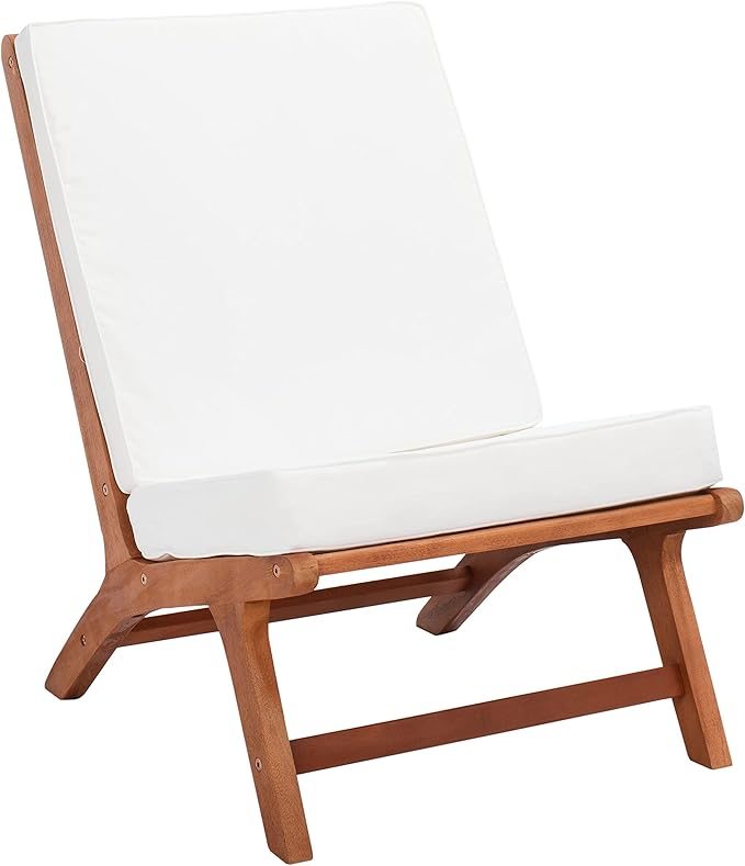 SAFAVIEH Outdoor Collection Chaston Wood Cushion 4-Piece Conversation Patio Set PAT7044F, Natural/Beige