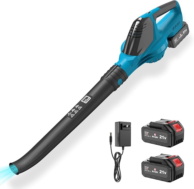 Leaf Blower Cordless with Battery and Charger, 21V Brushless 8000mAh 5 Speeds Adjustable Cordless Battery Powered Blower for Lawn Care, Electric Leaf Blower Cordless with 2 Batteries Cordless Blower
