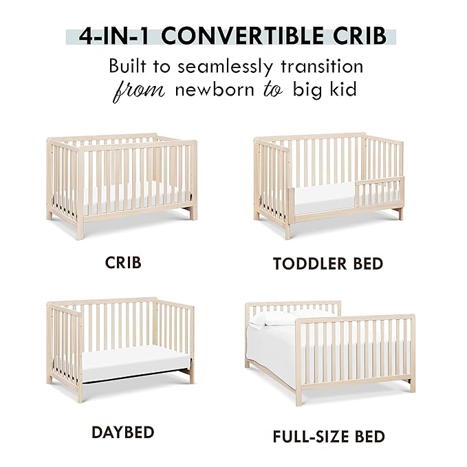 Carter's by DaVinci Colby 4-in-1 Low-Profile Convertible Crib in Washed Natural, Greenguard Gold Certified
