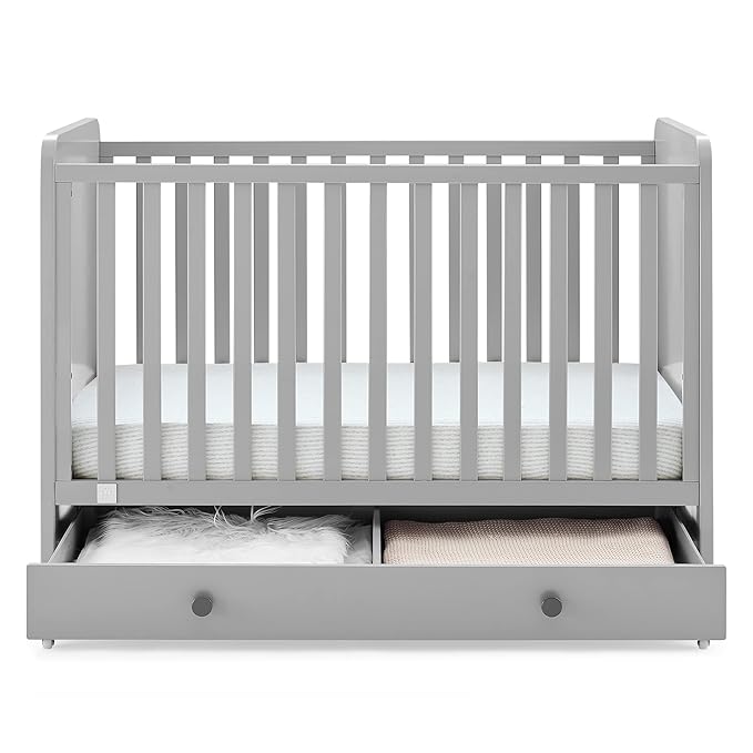 babyGap by Delta Children Graham 4-in-1 Convertible Crib with Storage Drawer TrueSleep Crib and Toddler Mattress (Bundle), Grey/Dark Grey