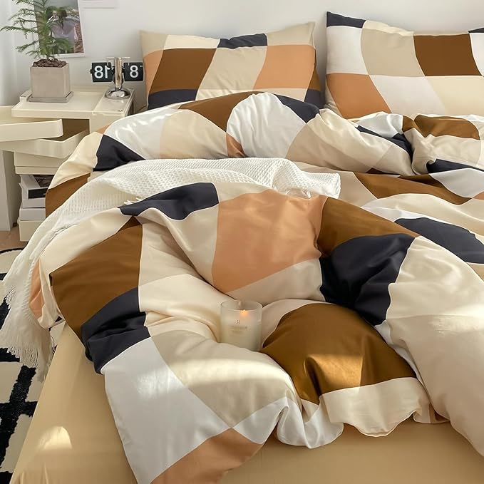 Checkerd Comforter Set Queen Buffalo Plaid Comforter Men Women Modern Chic Grid Bed Comforter White Black Plaid Buffalo Queen Bedding Comforter All Season Hotel Quality Bed Set