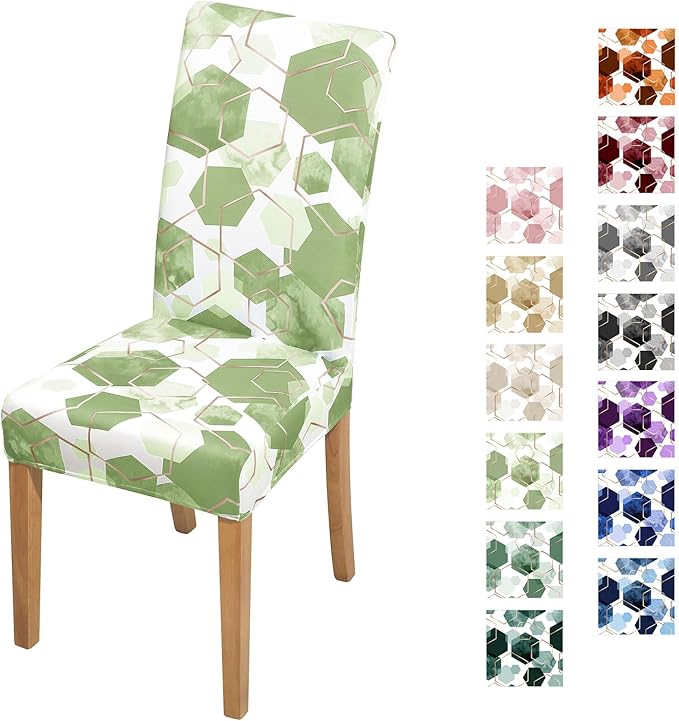 Gibelle Dining Room Chair Covers Set of 4, Soft Stretch Kitchen Chair Covers Slipcover Protector, Removable Washable Geometric Parson Chair Covers 4 Pack, Sage Green