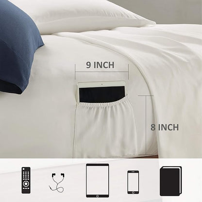 Comfort Spaces Bed in A Bag Comforter Set - College Dorm Room Essentials for Boys Men Bedding, Complete Dormitory Bedroom Pack And Sheet with 2 Side Pockets, Queen, Stripes Navy/Red