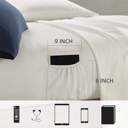 Comfort Spaces Bed in A Bag Comforter Set - College Dorm Room Essentials for Boys Men Bedding, Complete Dormitory Bedroom Pack And Sheet with 2 Side Pockets, King, Stripes Navy/Red