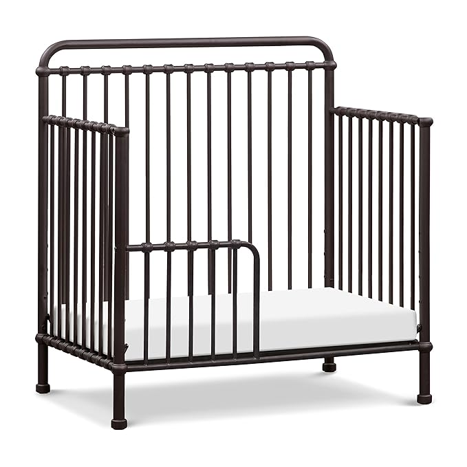 NAMESAKE Winston 4-in-1 Convertible Mini Metal Crib in Vintage Iron, Greenguard Gold Certified