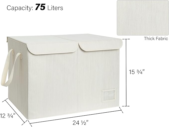 StorageWorks Toy Storage Organizer with Flip-Top Lids, Toy Bins for Living Room, Nursery Room, Playroom, Large Toy Chest for Kids, Mixing of Beige, White & Ivory, 24 ¾"L x 13" W x 16" H