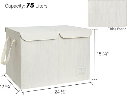 StorageWorks Toy Storage Organizer with Flip-Top Lids, Toy Bins for Living Room, Nursery Room, Playroom, Large Toy Chest for Kids, Mixing of Beige, White & Ivory, 24 ¾"L x 13" W x 16" H